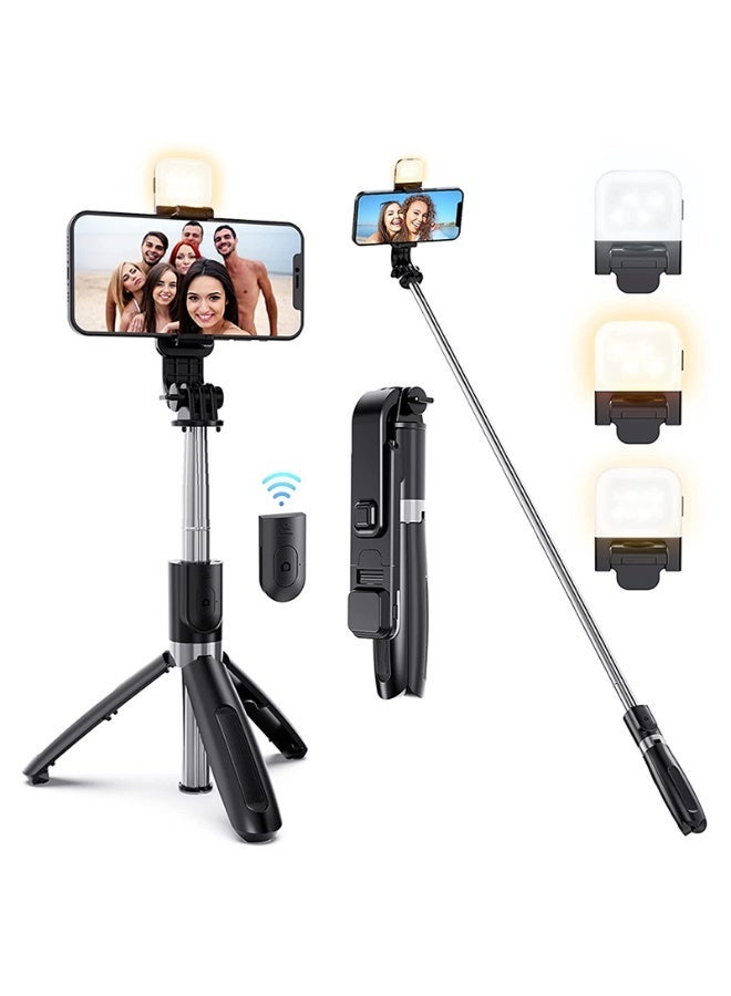 Multi-Function Remote Control Selfie Stick Rotating Tripod Mobile Phone Holder Stand with Light - Image 1